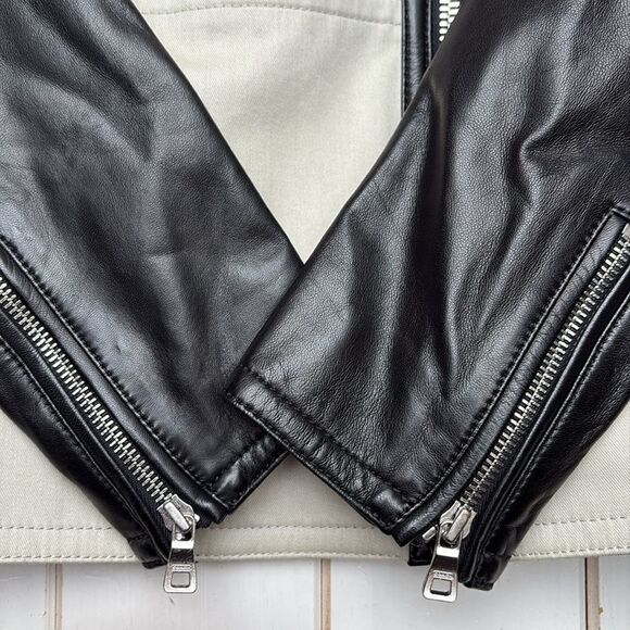 Coach Black & White Leather Moto Jacket - Picture 11 of 16